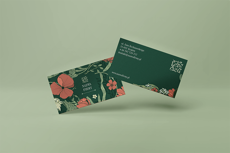 wizytówka z motywem kwiatowym